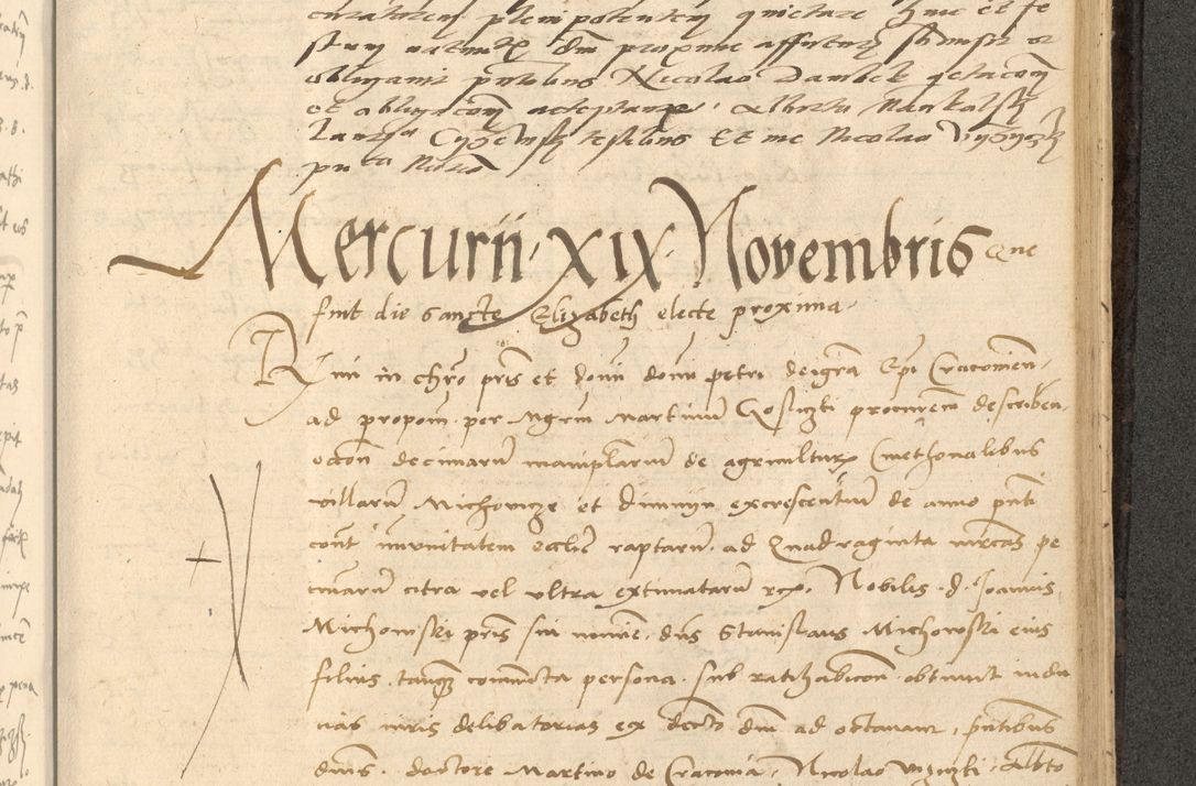 Zdjęcie nr 680 dla obiektu archiwalnego: Acta actorum causarum, sentenciarum et obligationum coram reverendo patre domino Thoma Roznowski canonico et reverendissimi in Christo patris et domini domini Patri Dei gratia Cracoviensis. Sabbato, 26 Octobris in ecclesiam suam solenniter recepti officialis generalis Cracoviensis dinita administratura, qua fungebatur post mortem reverendissimi olim felicis recordationis domini Joannis Choiecki episcopi Cracoviensis et Regni Polonie cancelarii anno presenti currenti videlicet 1538, die 11 Marcii Piotrcovie in comiciis celebratis circiter 23 horam defuncti sepulto corpore nona eiusdemque obsequiis X respective Aprilis peractis electo sub indictione XI, pontificatu vero sanctissimi in Christo patris et domini nostri domini Pauli divina providencia pape tercii foeliciter moderni, anno quarto, incepta felicibus auspiciis continuantur ordine processu infrascripto