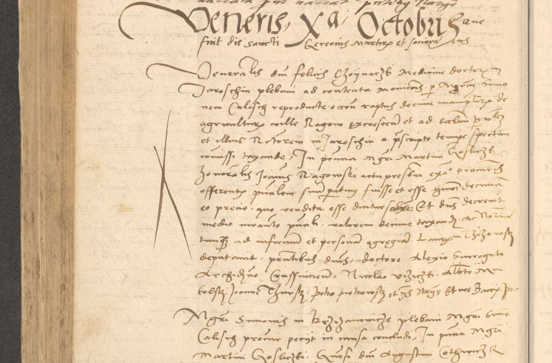 Zdjęcie nr 623 dla obiektu archiwalnego: Acta actorum causarum, sentenciarum et obligationum coram reverendo patre domino Thoma Roznowski canonico et reverendissimi in Christo patris et domini domini Patri Dei gratia Cracoviensis. Sabbato, 26 Octobris in ecclesiam suam solenniter recepti officialis generalis Cracoviensis dinita administratura, qua fungebatur post mortem reverendissimi olim felicis recordationis domini Joannis Choiecki episcopi Cracoviensis et Regni Polonie cancelarii anno presenti currenti videlicet 1538, die 11 Marcii Piotrcovie in comiciis celebratis circiter 23 horam defuncti sepulto corpore nona eiusdemque obsequiis X respective Aprilis peractis electo sub indictione XI, pontificatu vero sanctissimi in Christo patris et domini nostri domini Pauli divina providencia pape tercii foeliciter moderni, anno quarto, incepta felicibus auspiciis continuantur ordine processu infrascripto