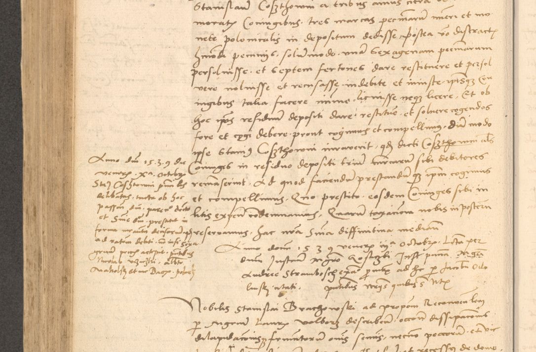 Zdjęcie nr 607 dla obiektu archiwalnego: Acta actorum causarum, sentenciarum et obligationum coram reverendo patre domino Thoma Roznowski canonico et reverendissimi in Christo patris et domini domini Patri Dei gratia Cracoviensis. Sabbato, 26 Octobris in ecclesiam suam solenniter recepti officialis generalis Cracoviensis dinita administratura, qua fungebatur post mortem reverendissimi olim felicis recordationis domini Joannis Choiecki episcopi Cracoviensis et Regni Polonie cancelarii anno presenti currenti videlicet 1538, die 11 Marcii Piotrcovie in comiciis celebratis circiter 23 horam defuncti sepulto corpore nona eiusdemque obsequiis X respective Aprilis peractis electo sub indictione XI, pontificatu vero sanctissimi in Christo patris et domini nostri domini Pauli divina providencia pape tercii foeliciter moderni, anno quarto, incepta felicibus auspiciis continuantur ordine processu infrascripto
