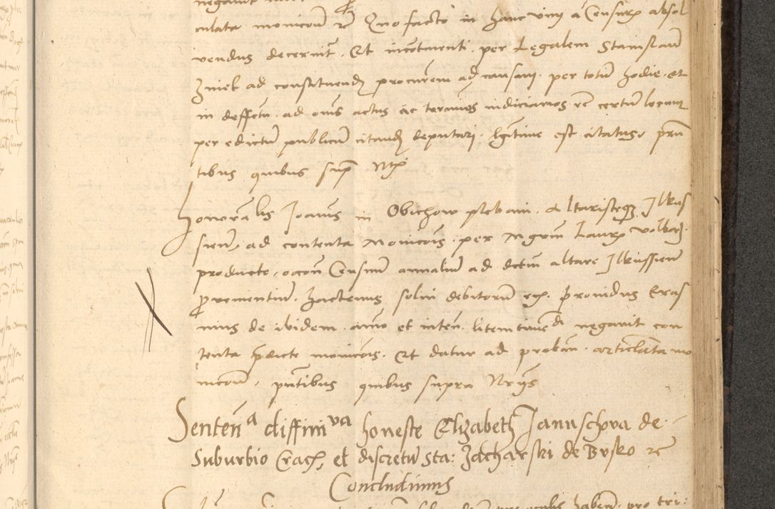 Zdjęcie nr 598 dla obiektu archiwalnego: Acta actorum causarum, sentenciarum et obligationum coram reverendo patre domino Thoma Roznowski canonico et reverendissimi in Christo patris et domini domini Patri Dei gratia Cracoviensis. Sabbato, 26 Octobris in ecclesiam suam solenniter recepti officialis generalis Cracoviensis dinita administratura, qua fungebatur post mortem reverendissimi olim felicis recordationis domini Joannis Choiecki episcopi Cracoviensis et Regni Polonie cancelarii anno presenti currenti videlicet 1538, die 11 Marcii Piotrcovie in comiciis celebratis circiter 23 horam defuncti sepulto corpore nona eiusdemque obsequiis X respective Aprilis peractis electo sub indictione XI, pontificatu vero sanctissimi in Christo patris et domini nostri domini Pauli divina providencia pape tercii foeliciter moderni, anno quarto, incepta felicibus auspiciis continuantur ordine processu infrascripto