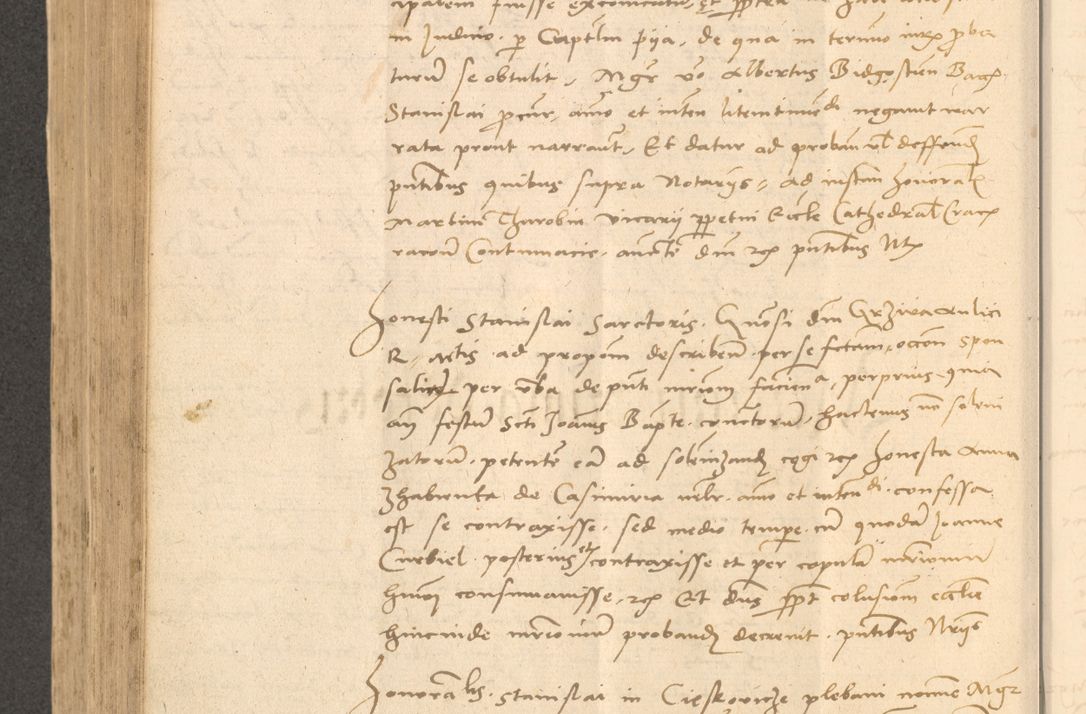 Zdjęcie nr 597 dla obiektu archiwalnego: Acta actorum causarum, sentenciarum et obligationum coram reverendo patre domino Thoma Roznowski canonico et reverendissimi in Christo patris et domini domini Patri Dei gratia Cracoviensis. Sabbato, 26 Octobris in ecclesiam suam solenniter recepti officialis generalis Cracoviensis dinita administratura, qua fungebatur post mortem reverendissimi olim felicis recordationis domini Joannis Choiecki episcopi Cracoviensis et Regni Polonie cancelarii anno presenti currenti videlicet 1538, die 11 Marcii Piotrcovie in comiciis celebratis circiter 23 horam defuncti sepulto corpore nona eiusdemque obsequiis X respective Aprilis peractis electo sub indictione XI, pontificatu vero sanctissimi in Christo patris et domini nostri domini Pauli divina providencia pape tercii foeliciter moderni, anno quarto, incepta felicibus auspiciis continuantur ordine processu infrascripto