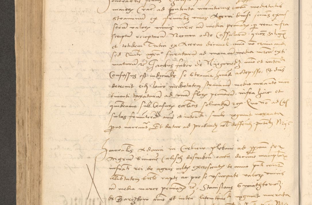 Zdjęcie nr 587 dla obiektu archiwalnego: Acta actorum causarum, sentenciarum et obligationum coram reverendo patre domino Thoma Roznowski canonico et reverendissimi in Christo patris et domini domini Patri Dei gratia Cracoviensis. Sabbato, 26 Octobris in ecclesiam suam solenniter recepti officialis generalis Cracoviensis dinita administratura, qua fungebatur post mortem reverendissimi olim felicis recordationis domini Joannis Choiecki episcopi Cracoviensis et Regni Polonie cancelarii anno presenti currenti videlicet 1538, die 11 Marcii Piotrcovie in comiciis celebratis circiter 23 horam defuncti sepulto corpore nona eiusdemque obsequiis X respective Aprilis peractis electo sub indictione XI, pontificatu vero sanctissimi in Christo patris et domini nostri domini Pauli divina providencia pape tercii foeliciter moderni, anno quarto, incepta felicibus auspiciis continuantur ordine processu infrascripto