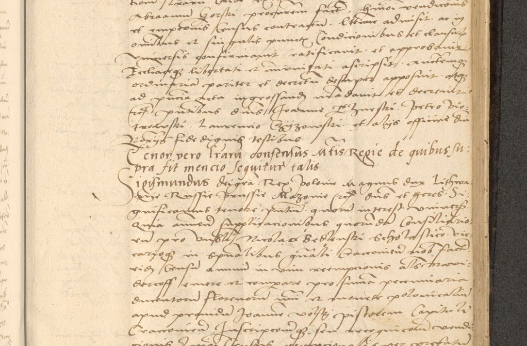 Zdjęcie nr 576 dla obiektu archiwalnego: Acta actorum causarum, sentenciarum et obligationum coram reverendo patre domino Thoma Roznowski canonico et reverendissimi in Christo patris et domini domini Patri Dei gratia Cracoviensis. Sabbato, 26 Octobris in ecclesiam suam solenniter recepti officialis generalis Cracoviensis dinita administratura, qua fungebatur post mortem reverendissimi olim felicis recordationis domini Joannis Choiecki episcopi Cracoviensis et Regni Polonie cancelarii anno presenti currenti videlicet 1538, die 11 Marcii Piotrcovie in comiciis celebratis circiter 23 horam defuncti sepulto corpore nona eiusdemque obsequiis X respective Aprilis peractis electo sub indictione XI, pontificatu vero sanctissimi in Christo patris et domini nostri domini Pauli divina providencia pape tercii foeliciter moderni, anno quarto, incepta felicibus auspiciis continuantur ordine processu infrascripto