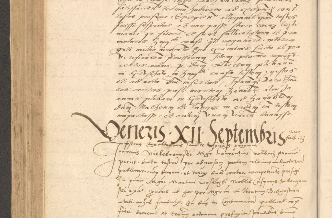 Zdjęcie nr 567 dla obiektu archiwalnego: Acta actorum causarum, sentenciarum et obligationum coram reverendo patre domino Thoma Roznowski canonico et reverendissimi in Christo patris et domini domini Patri Dei gratia Cracoviensis. Sabbato, 26 Octobris in ecclesiam suam solenniter recepti officialis generalis Cracoviensis dinita administratura, qua fungebatur post mortem reverendissimi olim felicis recordationis domini Joannis Choiecki episcopi Cracoviensis et Regni Polonie cancelarii anno presenti currenti videlicet 1538, die 11 Marcii Piotrcovie in comiciis celebratis circiter 23 horam defuncti sepulto corpore nona eiusdemque obsequiis X respective Aprilis peractis electo sub indictione XI, pontificatu vero sanctissimi in Christo patris et domini nostri domini Pauli divina providencia pape tercii foeliciter moderni, anno quarto, incepta felicibus auspiciis continuantur ordine processu infrascripto