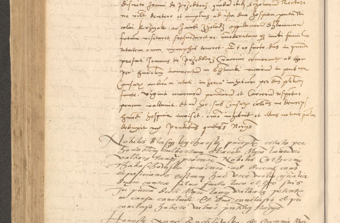 Zdjęcie nr 569 dla obiektu archiwalnego: Acta actorum causarum, sentenciarum et obligationum coram reverendo patre domino Thoma Roznowski canonico et reverendissimi in Christo patris et domini domini Patri Dei gratia Cracoviensis. Sabbato, 26 Octobris in ecclesiam suam solenniter recepti officialis generalis Cracoviensis dinita administratura, qua fungebatur post mortem reverendissimi olim felicis recordationis domini Joannis Choiecki episcopi Cracoviensis et Regni Polonie cancelarii anno presenti currenti videlicet 1538, die 11 Marcii Piotrcovie in comiciis celebratis circiter 23 horam defuncti sepulto corpore nona eiusdemque obsequiis X respective Aprilis peractis electo sub indictione XI, pontificatu vero sanctissimi in Christo patris et domini nostri domini Pauli divina providencia pape tercii foeliciter moderni, anno quarto, incepta felicibus auspiciis continuantur ordine processu infrascripto