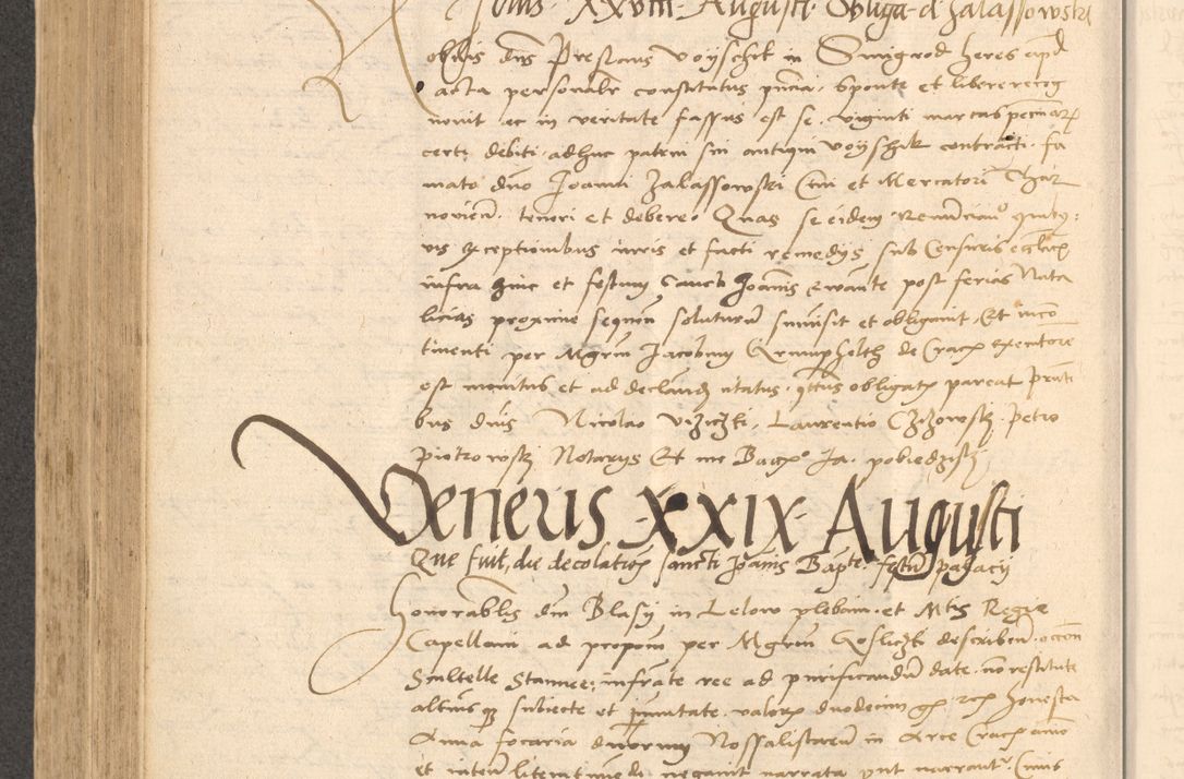 Zdjęcie nr 547 dla obiektu archiwalnego: Acta actorum causarum, sentenciarum et obligationum coram reverendo patre domino Thoma Roznowski canonico et reverendissimi in Christo patris et domini domini Patri Dei gratia Cracoviensis. Sabbato, 26 Octobris in ecclesiam suam solenniter recepti officialis generalis Cracoviensis dinita administratura, qua fungebatur post mortem reverendissimi olim felicis recordationis domini Joannis Choiecki episcopi Cracoviensis et Regni Polonie cancelarii anno presenti currenti videlicet 1538, die 11 Marcii Piotrcovie in comiciis celebratis circiter 23 horam defuncti sepulto corpore nona eiusdemque obsequiis X respective Aprilis peractis electo sub indictione XI, pontificatu vero sanctissimi in Christo patris et domini nostri domini Pauli divina providencia pape tercii foeliciter moderni, anno quarto, incepta felicibus auspiciis continuantur ordine processu infrascripto