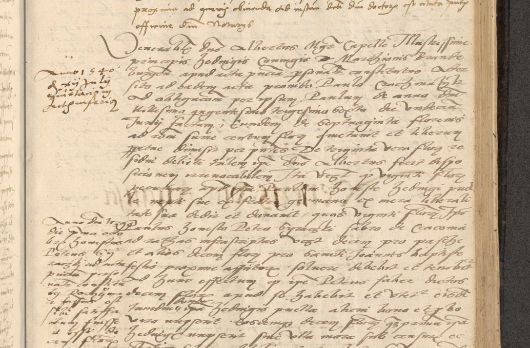 Zdjęcie nr 516 dla obiektu archiwalnego: Acta actorum causarum, sentenciarum et obligationum coram reverendo patre domino Thoma Roznowski canonico et reverendissimi in Christo patris et domini domini Patri Dei gratia Cracoviensis. Sabbato, 26 Octobris in ecclesiam suam solenniter recepti officialis generalis Cracoviensis dinita administratura, qua fungebatur post mortem reverendissimi olim felicis recordationis domini Joannis Choiecki episcopi Cracoviensis et Regni Polonie cancelarii anno presenti currenti videlicet 1538, die 11 Marcii Piotrcovie in comiciis celebratis circiter 23 horam defuncti sepulto corpore nona eiusdemque obsequiis X respective Aprilis peractis electo sub indictione XI, pontificatu vero sanctissimi in Christo patris et domini nostri domini Pauli divina providencia pape tercii foeliciter moderni, anno quarto, incepta felicibus auspiciis continuantur ordine processu infrascripto