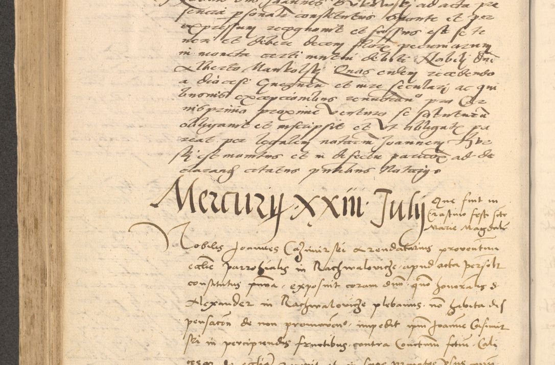 Zdjęcie nr 495 dla obiektu archiwalnego: Acta actorum causarum, sentenciarum et obligationum coram reverendo patre domino Thoma Roznowski canonico et reverendissimi in Christo patris et domini domini Patri Dei gratia Cracoviensis. Sabbato, 26 Octobris in ecclesiam suam solenniter recepti officialis generalis Cracoviensis dinita administratura, qua fungebatur post mortem reverendissimi olim felicis recordationis domini Joannis Choiecki episcopi Cracoviensis et Regni Polonie cancelarii anno presenti currenti videlicet 1538, die 11 Marcii Piotrcovie in comiciis celebratis circiter 23 horam defuncti sepulto corpore nona eiusdemque obsequiis X respective Aprilis peractis electo sub indictione XI, pontificatu vero sanctissimi in Christo patris et domini nostri domini Pauli divina providencia pape tercii foeliciter moderni, anno quarto, incepta felicibus auspiciis continuantur ordine processu infrascripto