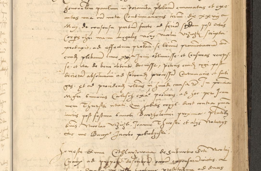 Zdjęcie nr 490 dla obiektu archiwalnego: Acta actorum causarum, sentenciarum et obligationum coram reverendo patre domino Thoma Roznowski canonico et reverendissimi in Christo patris et domini domini Patri Dei gratia Cracoviensis. Sabbato, 26 Octobris in ecclesiam suam solenniter recepti officialis generalis Cracoviensis dinita administratura, qua fungebatur post mortem reverendissimi olim felicis recordationis domini Joannis Choiecki episcopi Cracoviensis et Regni Polonie cancelarii anno presenti currenti videlicet 1538, die 11 Marcii Piotrcovie in comiciis celebratis circiter 23 horam defuncti sepulto corpore nona eiusdemque obsequiis X respective Aprilis peractis electo sub indictione XI, pontificatu vero sanctissimi in Christo patris et domini nostri domini Pauli divina providencia pape tercii foeliciter moderni, anno quarto, incepta felicibus auspiciis continuantur ordine processu infrascripto