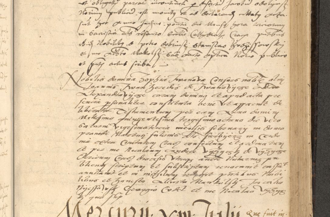 Zdjęcie nr 488 dla obiektu archiwalnego: Acta actorum causarum, sentenciarum et obligationum coram reverendo patre domino Thoma Roznowski canonico et reverendissimi in Christo patris et domini domini Patri Dei gratia Cracoviensis. Sabbato, 26 Octobris in ecclesiam suam solenniter recepti officialis generalis Cracoviensis dinita administratura, qua fungebatur post mortem reverendissimi olim felicis recordationis domini Joannis Choiecki episcopi Cracoviensis et Regni Polonie cancelarii anno presenti currenti videlicet 1538, die 11 Marcii Piotrcovie in comiciis celebratis circiter 23 horam defuncti sepulto corpore nona eiusdemque obsequiis X respective Aprilis peractis electo sub indictione XI, pontificatu vero sanctissimi in Christo patris et domini nostri domini Pauli divina providencia pape tercii foeliciter moderni, anno quarto, incepta felicibus auspiciis continuantur ordine processu infrascripto