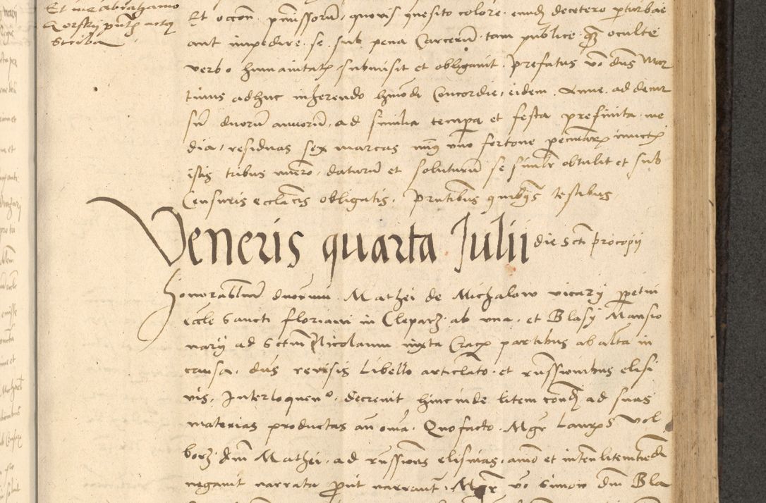 Zdjęcie nr 452 dla obiektu archiwalnego: Acta actorum causarum, sentenciarum et obligationum coram reverendo patre domino Thoma Roznowski canonico et reverendissimi in Christo patris et domini domini Patri Dei gratia Cracoviensis. Sabbato, 26 Octobris in ecclesiam suam solenniter recepti officialis generalis Cracoviensis dinita administratura, qua fungebatur post mortem reverendissimi olim felicis recordationis domini Joannis Choiecki episcopi Cracoviensis et Regni Polonie cancelarii anno presenti currenti videlicet 1538, die 11 Marcii Piotrcovie in comiciis celebratis circiter 23 horam defuncti sepulto corpore nona eiusdemque obsequiis X respective Aprilis peractis electo sub indictione XI, pontificatu vero sanctissimi in Christo patris et domini nostri domini Pauli divina providencia pape tercii foeliciter moderni, anno quarto, incepta felicibus auspiciis continuantur ordine processu infrascripto