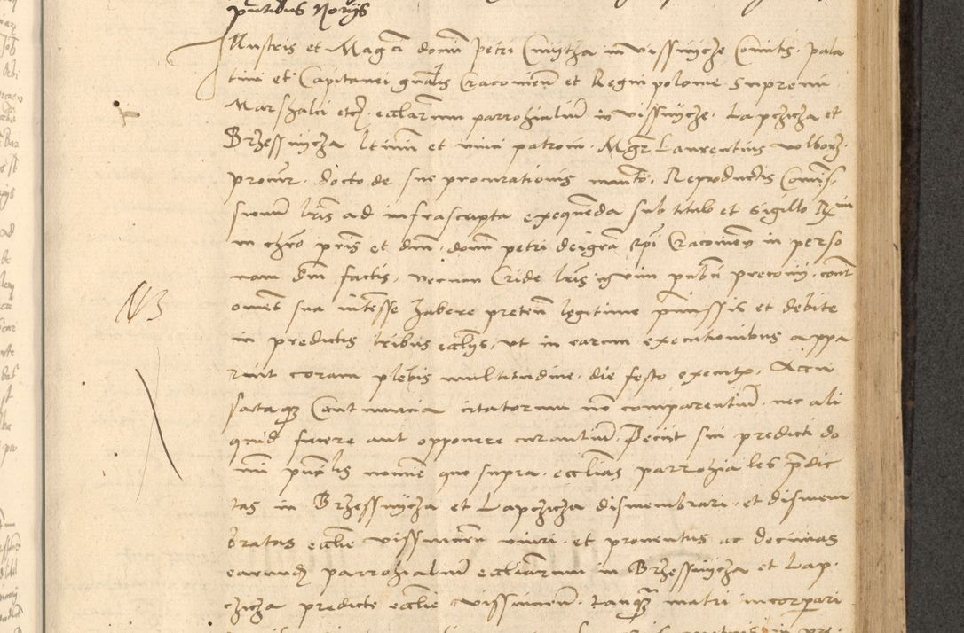 Zdjęcie nr 442 dla obiektu archiwalnego: Acta actorum causarum, sentenciarum et obligationum coram reverendo patre domino Thoma Roznowski canonico et reverendissimi in Christo patris et domini domini Patri Dei gratia Cracoviensis. Sabbato, 26 Octobris in ecclesiam suam solenniter recepti officialis generalis Cracoviensis dinita administratura, qua fungebatur post mortem reverendissimi olim felicis recordationis domini Joannis Choiecki episcopi Cracoviensis et Regni Polonie cancelarii anno presenti currenti videlicet 1538, die 11 Marcii Piotrcovie in comiciis celebratis circiter 23 horam defuncti sepulto corpore nona eiusdemque obsequiis X respective Aprilis peractis electo sub indictione XI, pontificatu vero sanctissimi in Christo patris et domini nostri domini Pauli divina providencia pape tercii foeliciter moderni, anno quarto, incepta felicibus auspiciis continuantur ordine processu infrascripto