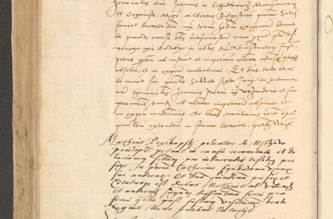 Zdjęcie nr 415 dla obiektu archiwalnego: Acta actorum causarum, sentenciarum et obligationum coram reverendo patre domino Thoma Roznowski canonico et reverendissimi in Christo patris et domini domini Patri Dei gratia Cracoviensis. Sabbato, 26 Octobris in ecclesiam suam solenniter recepti officialis generalis Cracoviensis dinita administratura, qua fungebatur post mortem reverendissimi olim felicis recordationis domini Joannis Choiecki episcopi Cracoviensis et Regni Polonie cancelarii anno presenti currenti videlicet 1538, die 11 Marcii Piotrcovie in comiciis celebratis circiter 23 horam defuncti sepulto corpore nona eiusdemque obsequiis X respective Aprilis peractis electo sub indictione XI, pontificatu vero sanctissimi in Christo patris et domini nostri domini Pauli divina providencia pape tercii foeliciter moderni, anno quarto, incepta felicibus auspiciis continuantur ordine processu infrascripto