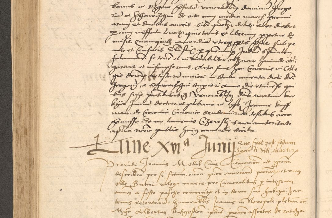 Zdjęcie nr 413 dla obiektu archiwalnego: Acta actorum causarum, sentenciarum et obligationum coram reverendo patre domino Thoma Roznowski canonico et reverendissimi in Christo patris et domini domini Patri Dei gratia Cracoviensis. Sabbato, 26 Octobris in ecclesiam suam solenniter recepti officialis generalis Cracoviensis dinita administratura, qua fungebatur post mortem reverendissimi olim felicis recordationis domini Joannis Choiecki episcopi Cracoviensis et Regni Polonie cancelarii anno presenti currenti videlicet 1538, die 11 Marcii Piotrcovie in comiciis celebratis circiter 23 horam defuncti sepulto corpore nona eiusdemque obsequiis X respective Aprilis peractis electo sub indictione XI, pontificatu vero sanctissimi in Christo patris et domini nostri domini Pauli divina providencia pape tercii foeliciter moderni, anno quarto, incepta felicibus auspiciis continuantur ordine processu infrascripto