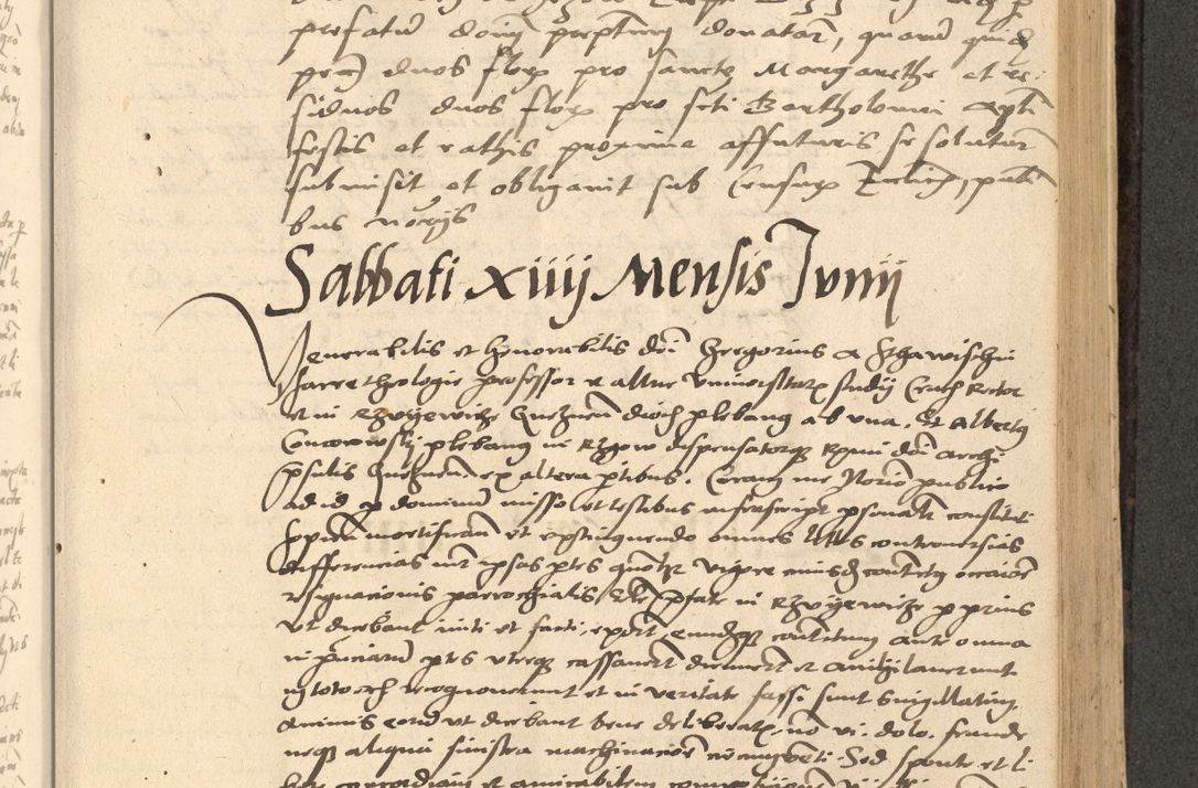 Zdjęcie nr 412 dla obiektu archiwalnego: Acta actorum causarum, sentenciarum et obligationum coram reverendo patre domino Thoma Roznowski canonico et reverendissimi in Christo patris et domini domini Patri Dei gratia Cracoviensis. Sabbato, 26 Octobris in ecclesiam suam solenniter recepti officialis generalis Cracoviensis dinita administratura, qua fungebatur post mortem reverendissimi olim felicis recordationis domini Joannis Choiecki episcopi Cracoviensis et Regni Polonie cancelarii anno presenti currenti videlicet 1538, die 11 Marcii Piotrcovie in comiciis celebratis circiter 23 horam defuncti sepulto corpore nona eiusdemque obsequiis X respective Aprilis peractis electo sub indictione XI, pontificatu vero sanctissimi in Christo patris et domini nostri domini Pauli divina providencia pape tercii foeliciter moderni, anno quarto, incepta felicibus auspiciis continuantur ordine processu infrascripto