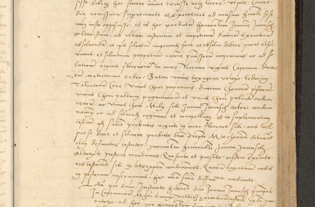 Zdjęcie nr 406 dla obiektu archiwalnego: Acta actorum causarum, sentenciarum et obligationum coram reverendo patre domino Thoma Roznowski canonico et reverendissimi in Christo patris et domini domini Patri Dei gratia Cracoviensis. Sabbato, 26 Octobris in ecclesiam suam solenniter recepti officialis generalis Cracoviensis dinita administratura, qua fungebatur post mortem reverendissimi olim felicis recordationis domini Joannis Choiecki episcopi Cracoviensis et Regni Polonie cancelarii anno presenti currenti videlicet 1538, die 11 Marcii Piotrcovie in comiciis celebratis circiter 23 horam defuncti sepulto corpore nona eiusdemque obsequiis X respective Aprilis peractis electo sub indictione XI, pontificatu vero sanctissimi in Christo patris et domini nostri domini Pauli divina providencia pape tercii foeliciter moderni, anno quarto, incepta felicibus auspiciis continuantur ordine processu infrascripto