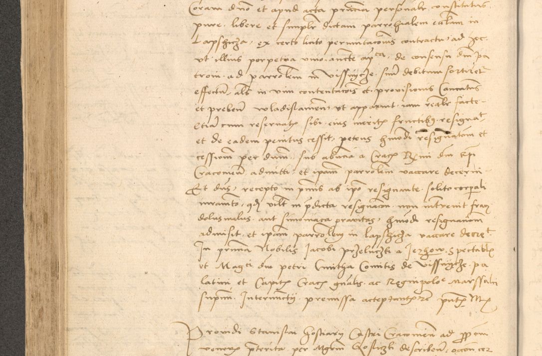 Zdjęcie nr 401 dla obiektu archiwalnego: Acta actorum causarum, sentenciarum et obligationum coram reverendo patre domino Thoma Roznowski canonico et reverendissimi in Christo patris et domini domini Patri Dei gratia Cracoviensis. Sabbato, 26 Octobris in ecclesiam suam solenniter recepti officialis generalis Cracoviensis dinita administratura, qua fungebatur post mortem reverendissimi olim felicis recordationis domini Joannis Choiecki episcopi Cracoviensis et Regni Polonie cancelarii anno presenti currenti videlicet 1538, die 11 Marcii Piotrcovie in comiciis celebratis circiter 23 horam defuncti sepulto corpore nona eiusdemque obsequiis X respective Aprilis peractis electo sub indictione XI, pontificatu vero sanctissimi in Christo patris et domini nostri domini Pauli divina providencia pape tercii foeliciter moderni, anno quarto, incepta felicibus auspiciis continuantur ordine processu infrascripto