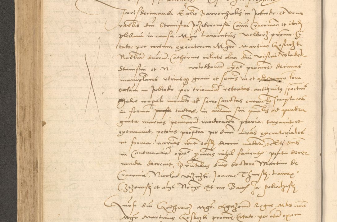Zdjęcie nr 395 dla obiektu archiwalnego: Acta actorum causarum, sentenciarum et obligationum coram reverendo patre domino Thoma Roznowski canonico et reverendissimi in Christo patris et domini domini Patri Dei gratia Cracoviensis. Sabbato, 26 Octobris in ecclesiam suam solenniter recepti officialis generalis Cracoviensis dinita administratura, qua fungebatur post mortem reverendissimi olim felicis recordationis domini Joannis Choiecki episcopi Cracoviensis et Regni Polonie cancelarii anno presenti currenti videlicet 1538, die 11 Marcii Piotrcovie in comiciis celebratis circiter 23 horam defuncti sepulto corpore nona eiusdemque obsequiis X respective Aprilis peractis electo sub indictione XI, pontificatu vero sanctissimi in Christo patris et domini nostri domini Pauli divina providencia pape tercii foeliciter moderni, anno quarto, incepta felicibus auspiciis continuantur ordine processu infrascripto