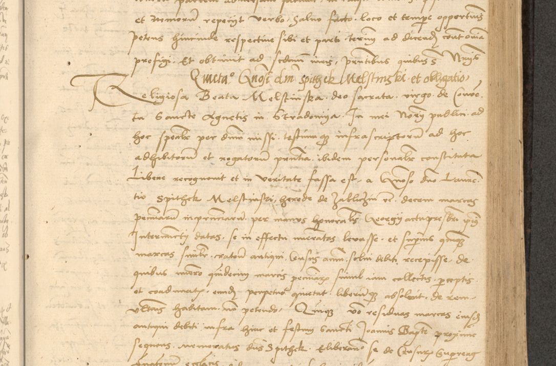 Zdjęcie nr 354 dla obiektu archiwalnego: Acta actorum causarum, sentenciarum et obligationum coram reverendo patre domino Thoma Roznowski canonico et reverendissimi in Christo patris et domini domini Patri Dei gratia Cracoviensis. Sabbato, 26 Octobris in ecclesiam suam solenniter recepti officialis generalis Cracoviensis dinita administratura, qua fungebatur post mortem reverendissimi olim felicis recordationis domini Joannis Choiecki episcopi Cracoviensis et Regni Polonie cancelarii anno presenti currenti videlicet 1538, die 11 Marcii Piotrcovie in comiciis celebratis circiter 23 horam defuncti sepulto corpore nona eiusdemque obsequiis X respective Aprilis peractis electo sub indictione XI, pontificatu vero sanctissimi in Christo patris et domini nostri domini Pauli divina providencia pape tercii foeliciter moderni, anno quarto, incepta felicibus auspiciis continuantur ordine processu infrascripto