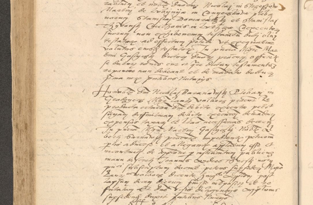 Zdjęcie nr 349 dla obiektu archiwalnego: Acta actorum causarum, sentenciarum et obligationum coram reverendo patre domino Thoma Roznowski canonico et reverendissimi in Christo patris et domini domini Patri Dei gratia Cracoviensis. Sabbato, 26 Octobris in ecclesiam suam solenniter recepti officialis generalis Cracoviensis dinita administratura, qua fungebatur post mortem reverendissimi olim felicis recordationis domini Joannis Choiecki episcopi Cracoviensis et Regni Polonie cancelarii anno presenti currenti videlicet 1538, die 11 Marcii Piotrcovie in comiciis celebratis circiter 23 horam defuncti sepulto corpore nona eiusdemque obsequiis X respective Aprilis peractis electo sub indictione XI, pontificatu vero sanctissimi in Christo patris et domini nostri domini Pauli divina providencia pape tercii foeliciter moderni, anno quarto, incepta felicibus auspiciis continuantur ordine processu infrascripto