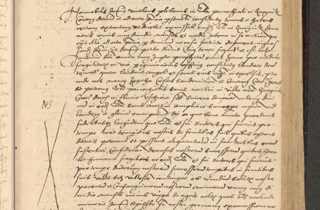 Zdjęcie nr 338 dla obiektu archiwalnego: Acta actorum causarum, sentenciarum et obligationum coram reverendo patre domino Thoma Roznowski canonico et reverendissimi in Christo patris et domini domini Patri Dei gratia Cracoviensis. Sabbato, 26 Octobris in ecclesiam suam solenniter recepti officialis generalis Cracoviensis dinita administratura, qua fungebatur post mortem reverendissimi olim felicis recordationis domini Joannis Choiecki episcopi Cracoviensis et Regni Polonie cancelarii anno presenti currenti videlicet 1538, die 11 Marcii Piotrcovie in comiciis celebratis circiter 23 horam defuncti sepulto corpore nona eiusdemque obsequiis X respective Aprilis peractis electo sub indictione XI, pontificatu vero sanctissimi in Christo patris et domini nostri domini Pauli divina providencia pape tercii foeliciter moderni, anno quarto, incepta felicibus auspiciis continuantur ordine processu infrascripto