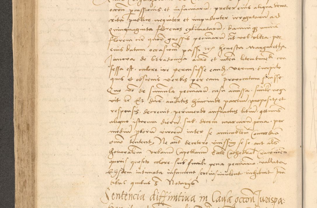 Zdjęcie nr 335 dla obiektu archiwalnego: Acta actorum causarum, sentenciarum et obligationum coram reverendo patre domino Thoma Roznowski canonico et reverendissimi in Christo patris et domini domini Patri Dei gratia Cracoviensis. Sabbato, 26 Octobris in ecclesiam suam solenniter recepti officialis generalis Cracoviensis dinita administratura, qua fungebatur post mortem reverendissimi olim felicis recordationis domini Joannis Choiecki episcopi Cracoviensis et Regni Polonie cancelarii anno presenti currenti videlicet 1538, die 11 Marcii Piotrcovie in comiciis celebratis circiter 23 horam defuncti sepulto corpore nona eiusdemque obsequiis X respective Aprilis peractis electo sub indictione XI, pontificatu vero sanctissimi in Christo patris et domini nostri domini Pauli divina providencia pape tercii foeliciter moderni, anno quarto, incepta felicibus auspiciis continuantur ordine processu infrascripto