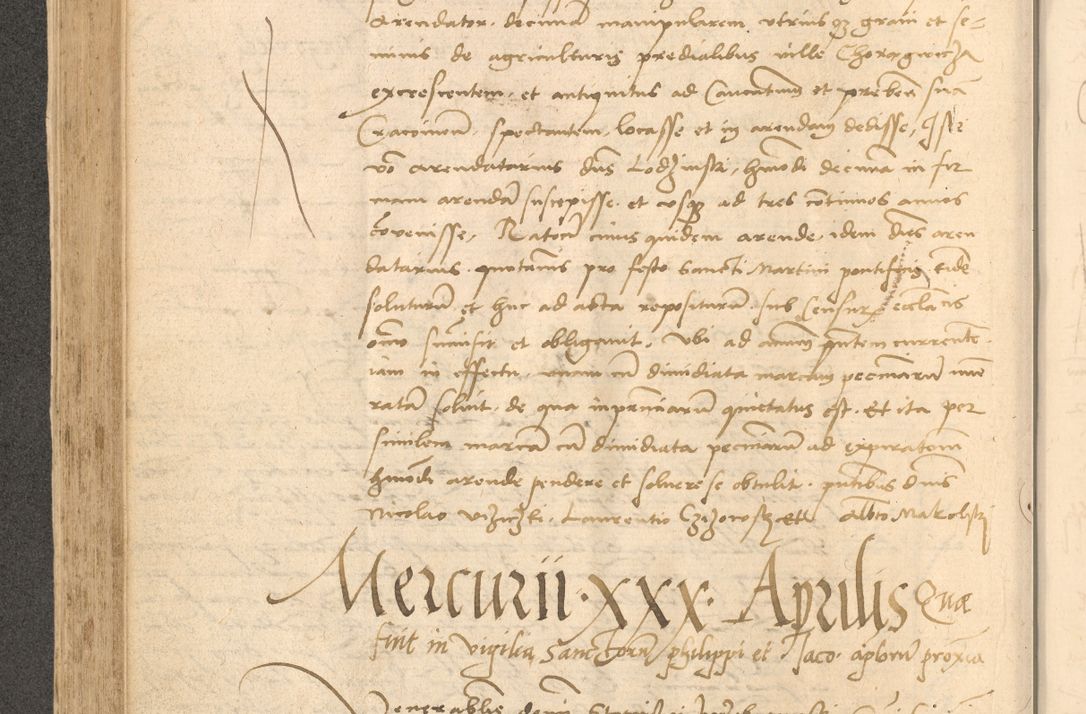 Zdjęcie nr 321 dla obiektu archiwalnego: Acta actorum causarum, sentenciarum et obligationum coram reverendo patre domino Thoma Roznowski canonico et reverendissimi in Christo patris et domini domini Patri Dei gratia Cracoviensis. Sabbato, 26 Octobris in ecclesiam suam solenniter recepti officialis generalis Cracoviensis dinita administratura, qua fungebatur post mortem reverendissimi olim felicis recordationis domini Joannis Choiecki episcopi Cracoviensis et Regni Polonie cancelarii anno presenti currenti videlicet 1538, die 11 Marcii Piotrcovie in comiciis celebratis circiter 23 horam defuncti sepulto corpore nona eiusdemque obsequiis X respective Aprilis peractis electo sub indictione XI, pontificatu vero sanctissimi in Christo patris et domini nostri domini Pauli divina providencia pape tercii foeliciter moderni, anno quarto, incepta felicibus auspiciis continuantur ordine processu infrascripto