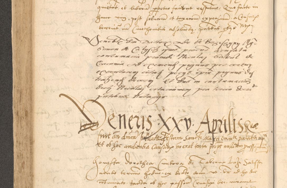 Zdjęcie nr 313 dla obiektu archiwalnego: Acta actorum causarum, sentenciarum et obligationum coram reverendo patre domino Thoma Roznowski canonico et reverendissimi in Christo patris et domini domini Patri Dei gratia Cracoviensis. Sabbato, 26 Octobris in ecclesiam suam solenniter recepti officialis generalis Cracoviensis dinita administratura, qua fungebatur post mortem reverendissimi olim felicis recordationis domini Joannis Choiecki episcopi Cracoviensis et Regni Polonie cancelarii anno presenti currenti videlicet 1538, die 11 Marcii Piotrcovie in comiciis celebratis circiter 23 horam defuncti sepulto corpore nona eiusdemque obsequiis X respective Aprilis peractis electo sub indictione XI, pontificatu vero sanctissimi in Christo patris et domini nostri domini Pauli divina providencia pape tercii foeliciter moderni, anno quarto, incepta felicibus auspiciis continuantur ordine processu infrascripto