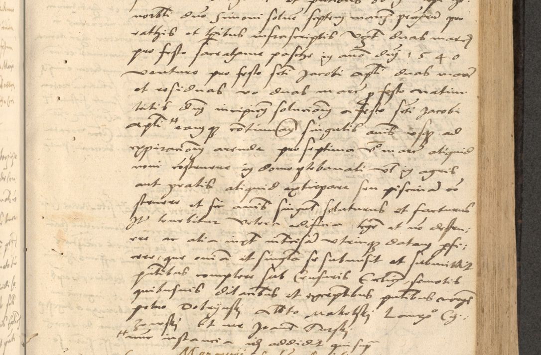 Zdjęcie nr 288 dla obiektu archiwalnego: Acta actorum causarum, sentenciarum et obligationum coram reverendo patre domino Thoma Roznowski canonico et reverendissimi in Christo patris et domini domini Patri Dei gratia Cracoviensis. Sabbato, 26 Octobris in ecclesiam suam solenniter recepti officialis generalis Cracoviensis dinita administratura, qua fungebatur post mortem reverendissimi olim felicis recordationis domini Joannis Choiecki episcopi Cracoviensis et Regni Polonie cancelarii anno presenti currenti videlicet 1538, die 11 Marcii Piotrcovie in comiciis celebratis circiter 23 horam defuncti sepulto corpore nona eiusdemque obsequiis X respective Aprilis peractis electo sub indictione XI, pontificatu vero sanctissimi in Christo patris et domini nostri domini Pauli divina providencia pape tercii foeliciter moderni, anno quarto, incepta felicibus auspiciis continuantur ordine processu infrascripto