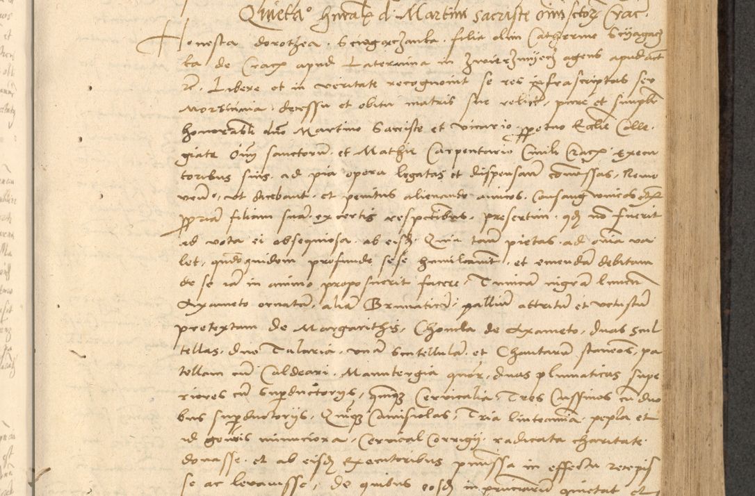 Zdjęcie nr 284 dla obiektu archiwalnego: Acta actorum causarum, sentenciarum et obligationum coram reverendo patre domino Thoma Roznowski canonico et reverendissimi in Christo patris et domini domini Patri Dei gratia Cracoviensis. Sabbato, 26 Octobris in ecclesiam suam solenniter recepti officialis generalis Cracoviensis dinita administratura, qua fungebatur post mortem reverendissimi olim felicis recordationis domini Joannis Choiecki episcopi Cracoviensis et Regni Polonie cancelarii anno presenti currenti videlicet 1538, die 11 Marcii Piotrcovie in comiciis celebratis circiter 23 horam defuncti sepulto corpore nona eiusdemque obsequiis X respective Aprilis peractis electo sub indictione XI, pontificatu vero sanctissimi in Christo patris et domini nostri domini Pauli divina providencia pape tercii foeliciter moderni, anno quarto, incepta felicibus auspiciis continuantur ordine processu infrascripto