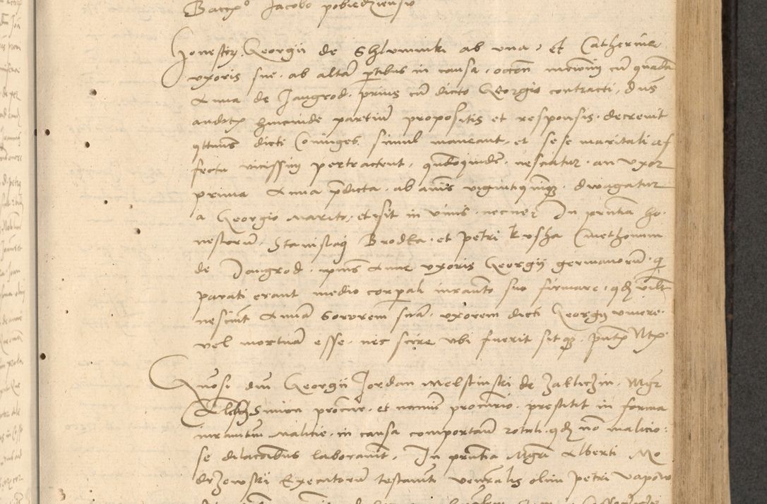 Zdjęcie nr 226 dla obiektu archiwalnego: Acta actorum causarum, sentenciarum et obligationum coram reverendo patre domino Thoma Roznowski canonico et reverendissimi in Christo patris et domini domini Patri Dei gratia Cracoviensis. Sabbato, 26 Octobris in ecclesiam suam solenniter recepti officialis generalis Cracoviensis dinita administratura, qua fungebatur post mortem reverendissimi olim felicis recordationis domini Joannis Choiecki episcopi Cracoviensis et Regni Polonie cancelarii anno presenti currenti videlicet 1538, die 11 Marcii Piotrcovie in comiciis celebratis circiter 23 horam defuncti sepulto corpore nona eiusdemque obsequiis X respective Aprilis peractis electo sub indictione XI, pontificatu vero sanctissimi in Christo patris et domini nostri domini Pauli divina providencia pape tercii foeliciter moderni, anno quarto, incepta felicibus auspiciis continuantur ordine processu infrascripto