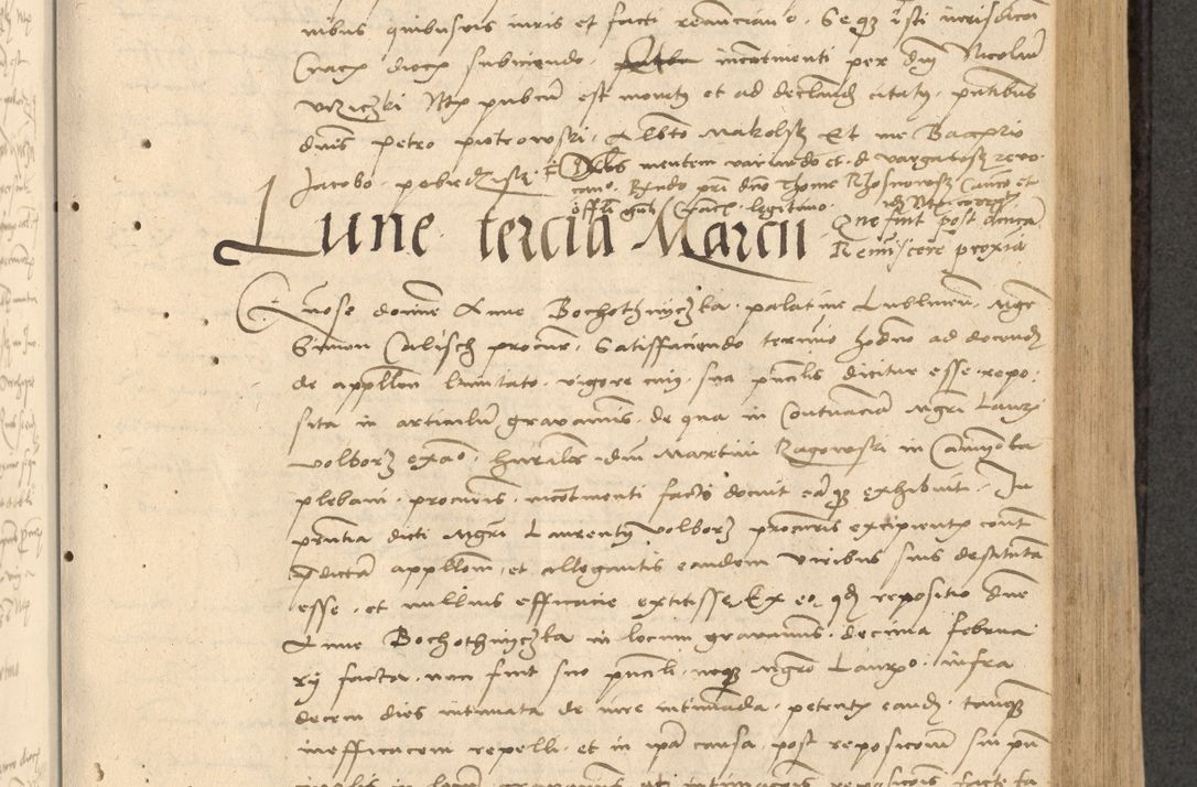 Zdjęcie nr 222 dla obiektu archiwalnego: Acta actorum causarum, sentenciarum et obligationum coram reverendo patre domino Thoma Roznowski canonico et reverendissimi in Christo patris et domini domini Patri Dei gratia Cracoviensis. Sabbato, 26 Octobris in ecclesiam suam solenniter recepti officialis generalis Cracoviensis dinita administratura, qua fungebatur post mortem reverendissimi olim felicis recordationis domini Joannis Choiecki episcopi Cracoviensis et Regni Polonie cancelarii anno presenti currenti videlicet 1538, die 11 Marcii Piotrcovie in comiciis celebratis circiter 23 horam defuncti sepulto corpore nona eiusdemque obsequiis X respective Aprilis peractis electo sub indictione XI, pontificatu vero sanctissimi in Christo patris et domini nostri domini Pauli divina providencia pape tercii foeliciter moderni, anno quarto, incepta felicibus auspiciis continuantur ordine processu infrascripto