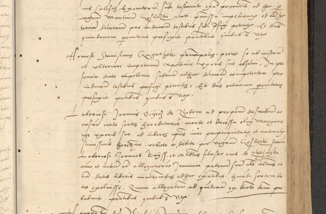 Zdjęcie nr 218 dla obiektu archiwalnego: Acta actorum causarum, sentenciarum et obligationum coram reverendo patre domino Thoma Roznowski canonico et reverendissimi in Christo patris et domini domini Patri Dei gratia Cracoviensis. Sabbato, 26 Octobris in ecclesiam suam solenniter recepti officialis generalis Cracoviensis dinita administratura, qua fungebatur post mortem reverendissimi olim felicis recordationis domini Joannis Choiecki episcopi Cracoviensis et Regni Polonie cancelarii anno presenti currenti videlicet 1538, die 11 Marcii Piotrcovie in comiciis celebratis circiter 23 horam defuncti sepulto corpore nona eiusdemque obsequiis X respective Aprilis peractis electo sub indictione XI, pontificatu vero sanctissimi in Christo patris et domini nostri domini Pauli divina providencia pape tercii foeliciter moderni, anno quarto, incepta felicibus auspiciis continuantur ordine processu infrascripto