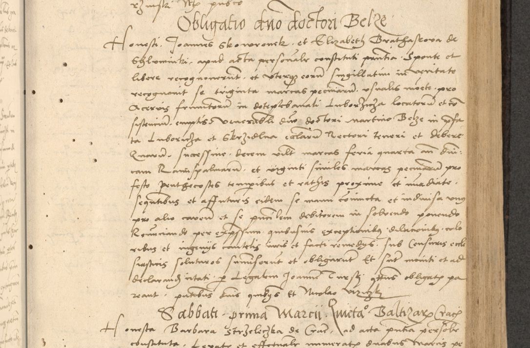 Zdjęcie nr 220 dla obiektu archiwalnego: Acta actorum causarum, sentenciarum et obligationum coram reverendo patre domino Thoma Roznowski canonico et reverendissimi in Christo patris et domini domini Patri Dei gratia Cracoviensis. Sabbato, 26 Octobris in ecclesiam suam solenniter recepti officialis generalis Cracoviensis dinita administratura, qua fungebatur post mortem reverendissimi olim felicis recordationis domini Joannis Choiecki episcopi Cracoviensis et Regni Polonie cancelarii anno presenti currenti videlicet 1538, die 11 Marcii Piotrcovie in comiciis celebratis circiter 23 horam defuncti sepulto corpore nona eiusdemque obsequiis X respective Aprilis peractis electo sub indictione XI, pontificatu vero sanctissimi in Christo patris et domini nostri domini Pauli divina providencia pape tercii foeliciter moderni, anno quarto, incepta felicibus auspiciis continuantur ordine processu infrascripto