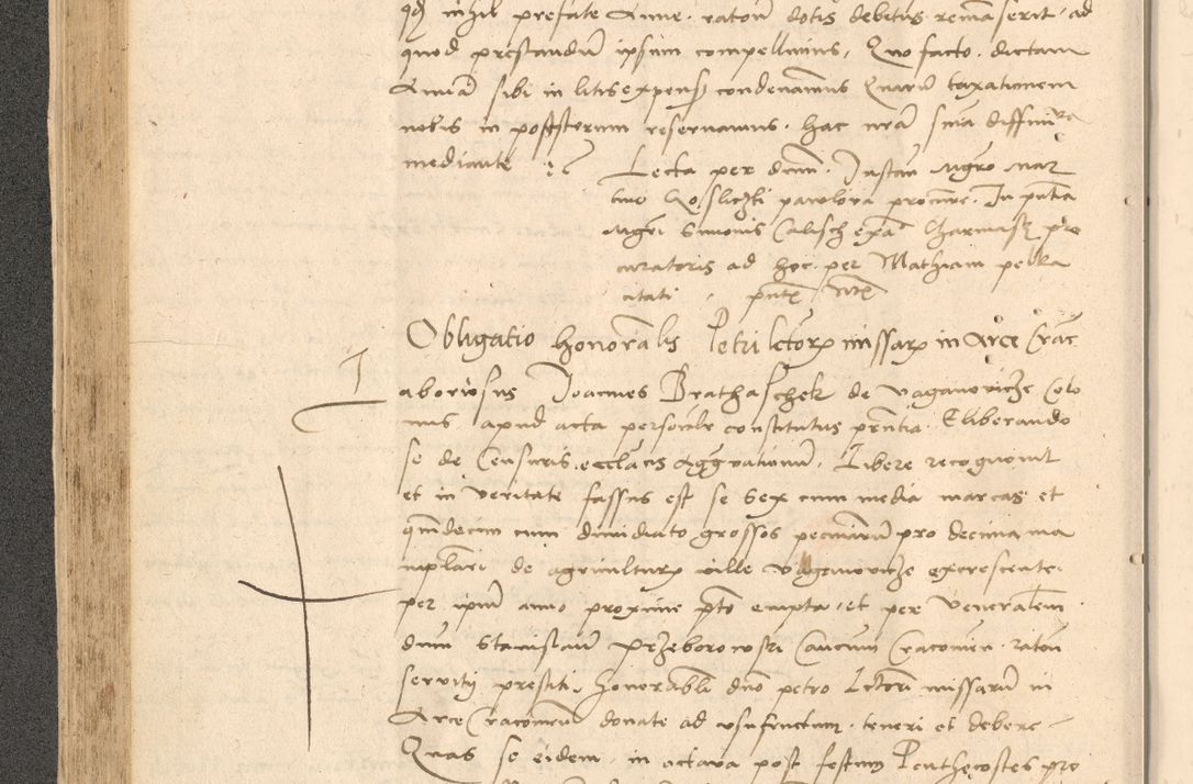 Zdjęcie nr 211 dla obiektu archiwalnego: Acta actorum causarum, sentenciarum et obligationum coram reverendo patre domino Thoma Roznowski canonico et reverendissimi in Christo patris et domini domini Patri Dei gratia Cracoviensis. Sabbato, 26 Octobris in ecclesiam suam solenniter recepti officialis generalis Cracoviensis dinita administratura, qua fungebatur post mortem reverendissimi olim felicis recordationis domini Joannis Choiecki episcopi Cracoviensis et Regni Polonie cancelarii anno presenti currenti videlicet 1538, die 11 Marcii Piotrcovie in comiciis celebratis circiter 23 horam defuncti sepulto corpore nona eiusdemque obsequiis X respective Aprilis peractis electo sub indictione XI, pontificatu vero sanctissimi in Christo patris et domini nostri domini Pauli divina providencia pape tercii foeliciter moderni, anno quarto, incepta felicibus auspiciis continuantur ordine processu infrascripto