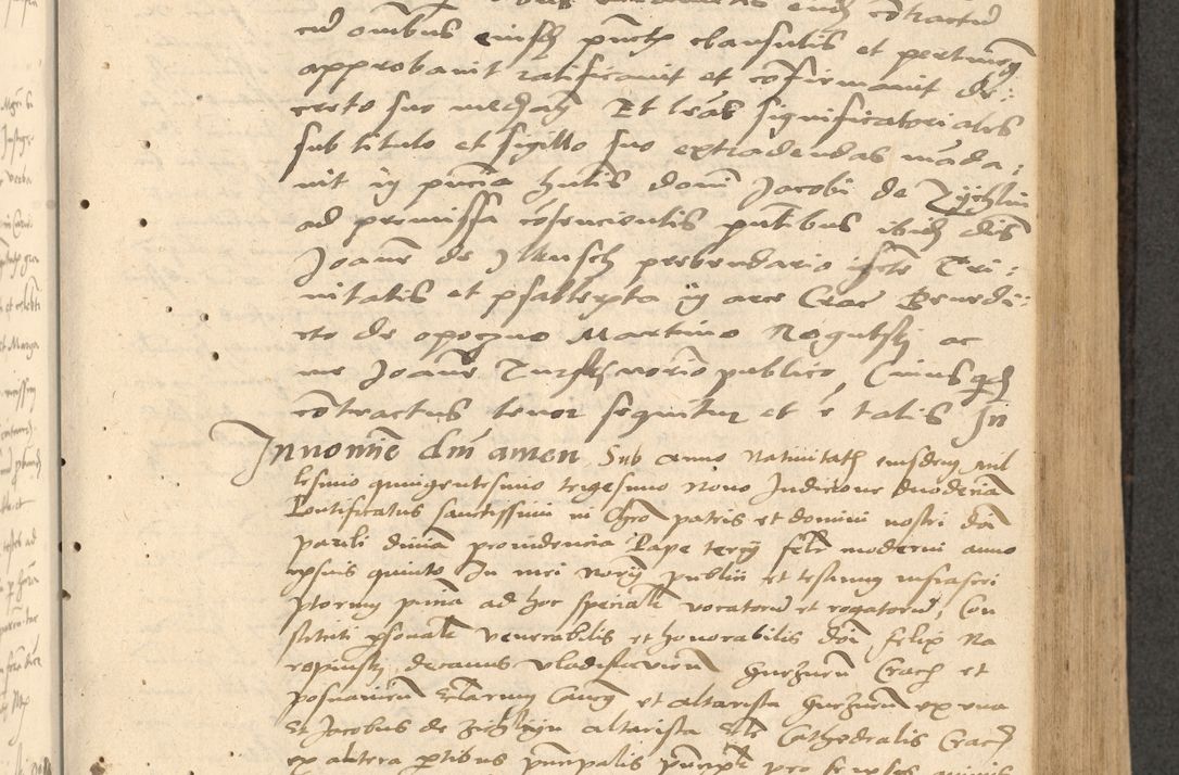 Zdjęcie nr 190 dla obiektu archiwalnego: Acta actorum causarum, sentenciarum et obligationum coram reverendo patre domino Thoma Roznowski canonico et reverendissimi in Christo patris et domini domini Patri Dei gratia Cracoviensis. Sabbato, 26 Octobris in ecclesiam suam solenniter recepti officialis generalis Cracoviensis dinita administratura, qua fungebatur post mortem reverendissimi olim felicis recordationis domini Joannis Choiecki episcopi Cracoviensis et Regni Polonie cancelarii anno presenti currenti videlicet 1538, die 11 Marcii Piotrcovie in comiciis celebratis circiter 23 horam defuncti sepulto corpore nona eiusdemque obsequiis X respective Aprilis peractis electo sub indictione XI, pontificatu vero sanctissimi in Christo patris et domini nostri domini Pauli divina providencia pape tercii foeliciter moderni, anno quarto, incepta felicibus auspiciis continuantur ordine processu infrascripto