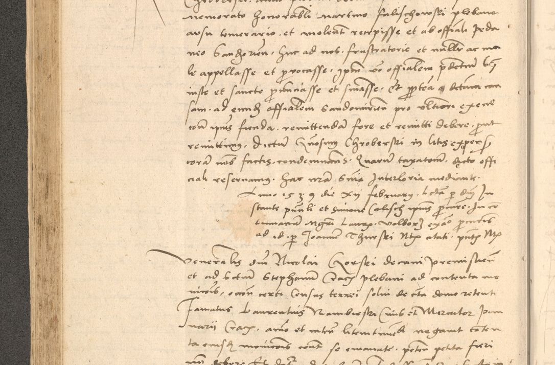 Zdjęcie nr 187 dla obiektu archiwalnego: Acta actorum causarum, sentenciarum et obligationum coram reverendo patre domino Thoma Roznowski canonico et reverendissimi in Christo patris et domini domini Patri Dei gratia Cracoviensis. Sabbato, 26 Octobris in ecclesiam suam solenniter recepti officialis generalis Cracoviensis dinita administratura, qua fungebatur post mortem reverendissimi olim felicis recordationis domini Joannis Choiecki episcopi Cracoviensis et Regni Polonie cancelarii anno presenti currenti videlicet 1538, die 11 Marcii Piotrcovie in comiciis celebratis circiter 23 horam defuncti sepulto corpore nona eiusdemque obsequiis X respective Aprilis peractis electo sub indictione XI, pontificatu vero sanctissimi in Christo patris et domini nostri domini Pauli divina providencia pape tercii foeliciter moderni, anno quarto, incepta felicibus auspiciis continuantur ordine processu infrascripto