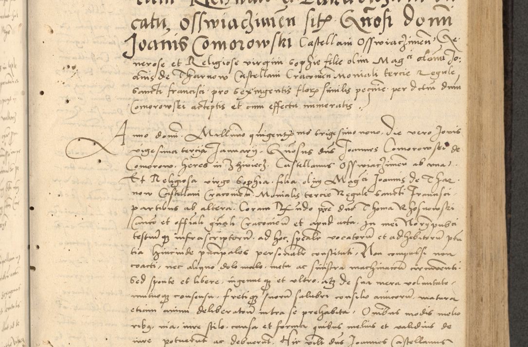 Zdjęcie nr 176 dla obiektu archiwalnego: Acta actorum causarum, sentenciarum et obligationum coram reverendo patre domino Thoma Roznowski canonico et reverendissimi in Christo patris et domini domini Patri Dei gratia Cracoviensis. Sabbato, 26 Octobris in ecclesiam suam solenniter recepti officialis generalis Cracoviensis dinita administratura, qua fungebatur post mortem reverendissimi olim felicis recordationis domini Joannis Choiecki episcopi Cracoviensis et Regni Polonie cancelarii anno presenti currenti videlicet 1538, die 11 Marcii Piotrcovie in comiciis celebratis circiter 23 horam defuncti sepulto corpore nona eiusdemque obsequiis X respective Aprilis peractis electo sub indictione XI, pontificatu vero sanctissimi in Christo patris et domini nostri domini Pauli divina providencia pape tercii foeliciter moderni, anno quarto, incepta felicibus auspiciis continuantur ordine processu infrascripto