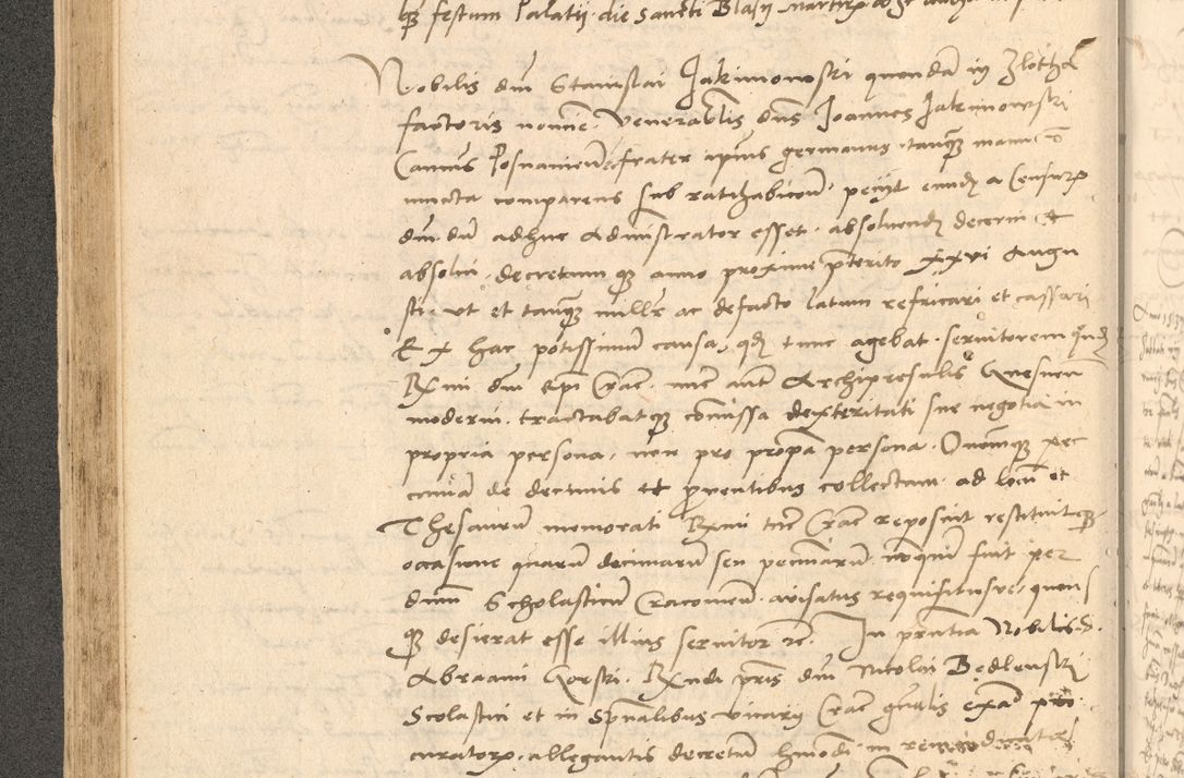 Zdjęcie nr 163 dla obiektu archiwalnego: Acta actorum causarum, sentenciarum et obligationum coram reverendo patre domino Thoma Roznowski canonico et reverendissimi in Christo patris et domini domini Patri Dei gratia Cracoviensis. Sabbato, 26 Octobris in ecclesiam suam solenniter recepti officialis generalis Cracoviensis dinita administratura, qua fungebatur post mortem reverendissimi olim felicis recordationis domini Joannis Choiecki episcopi Cracoviensis et Regni Polonie cancelarii anno presenti currenti videlicet 1538, die 11 Marcii Piotrcovie in comiciis celebratis circiter 23 horam defuncti sepulto corpore nona eiusdemque obsequiis X respective Aprilis peractis electo sub indictione XI, pontificatu vero sanctissimi in Christo patris et domini nostri domini Pauli divina providencia pape tercii foeliciter moderni, anno quarto, incepta felicibus auspiciis continuantur ordine processu infrascripto