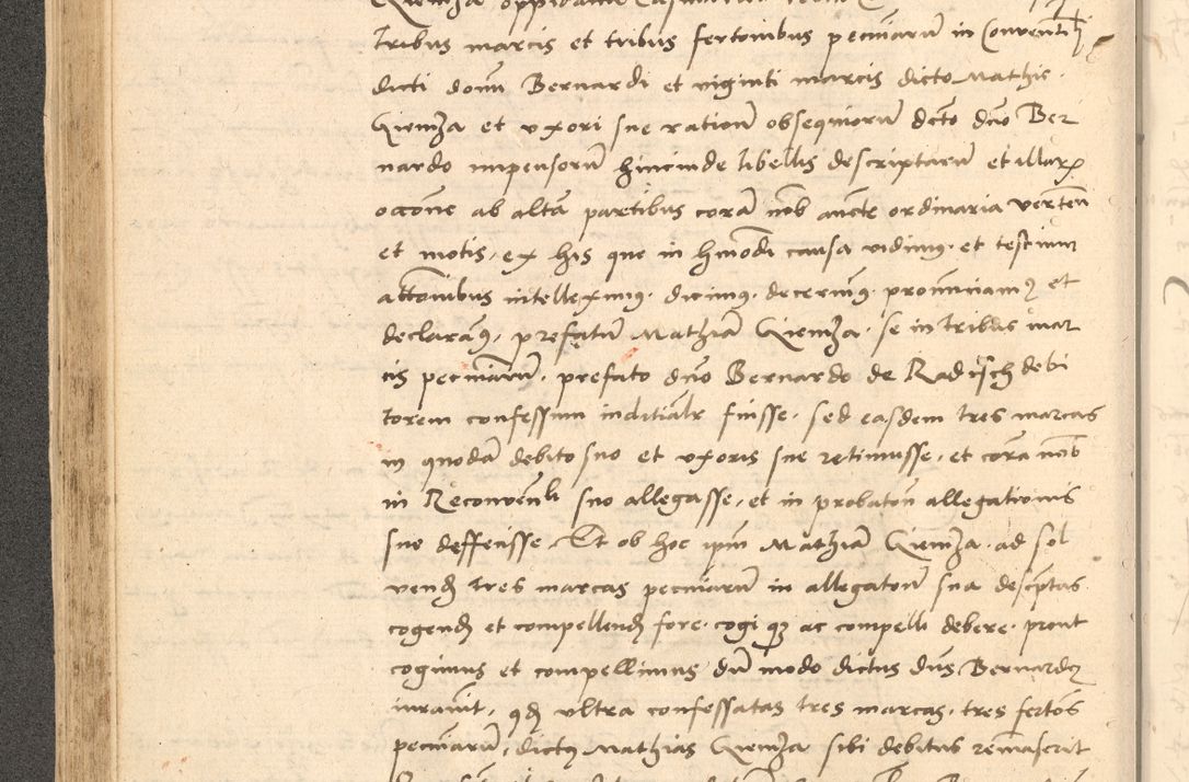 Zdjęcie nr 159 dla obiektu archiwalnego: Acta actorum causarum, sentenciarum et obligationum coram reverendo patre domino Thoma Roznowski canonico et reverendissimi in Christo patris et domini domini Patri Dei gratia Cracoviensis. Sabbato, 26 Octobris in ecclesiam suam solenniter recepti officialis generalis Cracoviensis dinita administratura, qua fungebatur post mortem reverendissimi olim felicis recordationis domini Joannis Choiecki episcopi Cracoviensis et Regni Polonie cancelarii anno presenti currenti videlicet 1538, die 11 Marcii Piotrcovie in comiciis celebratis circiter 23 horam defuncti sepulto corpore nona eiusdemque obsequiis X respective Aprilis peractis electo sub indictione XI, pontificatu vero sanctissimi in Christo patris et domini nostri domini Pauli divina providencia pape tercii foeliciter moderni, anno quarto, incepta felicibus auspiciis continuantur ordine processu infrascripto