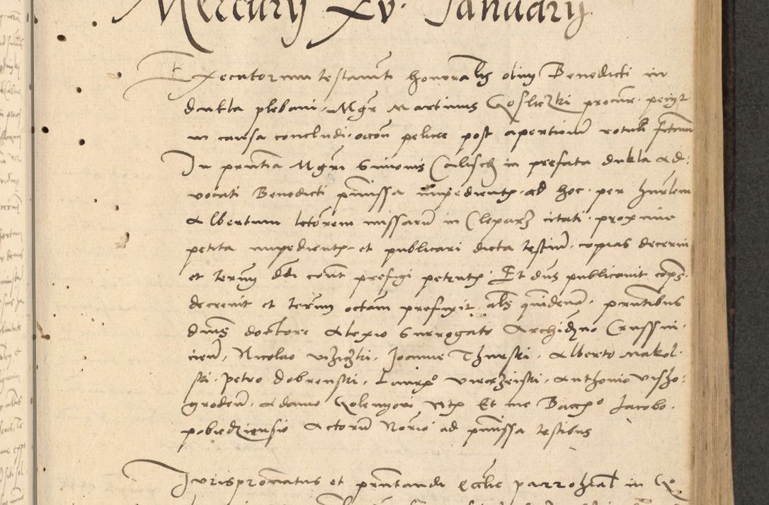 Zdjęcie nr 130 dla obiektu archiwalnego: Acta actorum causarum, sentenciarum et obligationum coram reverendo patre domino Thoma Roznowski canonico et reverendissimi in Christo patris et domini domini Patri Dei gratia Cracoviensis. Sabbato, 26 Octobris in ecclesiam suam solenniter recepti officialis generalis Cracoviensis dinita administratura, qua fungebatur post mortem reverendissimi olim felicis recordationis domini Joannis Choiecki episcopi Cracoviensis et Regni Polonie cancelarii anno presenti currenti videlicet 1538, die 11 Marcii Piotrcovie in comiciis celebratis circiter 23 horam defuncti sepulto corpore nona eiusdemque obsequiis X respective Aprilis peractis electo sub indictione XI, pontificatu vero sanctissimi in Christo patris et domini nostri domini Pauli divina providencia pape tercii foeliciter moderni, anno quarto, incepta felicibus auspiciis continuantur ordine processu infrascripto