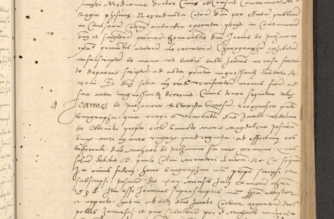 Zdjęcie nr 124 dla obiektu archiwalnego: Acta actorum causarum, sentenciarum et obligationum coram reverendo patre domino Thoma Roznowski canonico et reverendissimi in Christo patris et domini domini Patri Dei gratia Cracoviensis. Sabbato, 26 Octobris in ecclesiam suam solenniter recepti officialis generalis Cracoviensis dinita administratura, qua fungebatur post mortem reverendissimi olim felicis recordationis domini Joannis Choiecki episcopi Cracoviensis et Regni Polonie cancelarii anno presenti currenti videlicet 1538, die 11 Marcii Piotrcovie in comiciis celebratis circiter 23 horam defuncti sepulto corpore nona eiusdemque obsequiis X respective Aprilis peractis electo sub indictione XI, pontificatu vero sanctissimi in Christo patris et domini nostri domini Pauli divina providencia pape tercii foeliciter moderni, anno quarto, incepta felicibus auspiciis continuantur ordine processu infrascripto