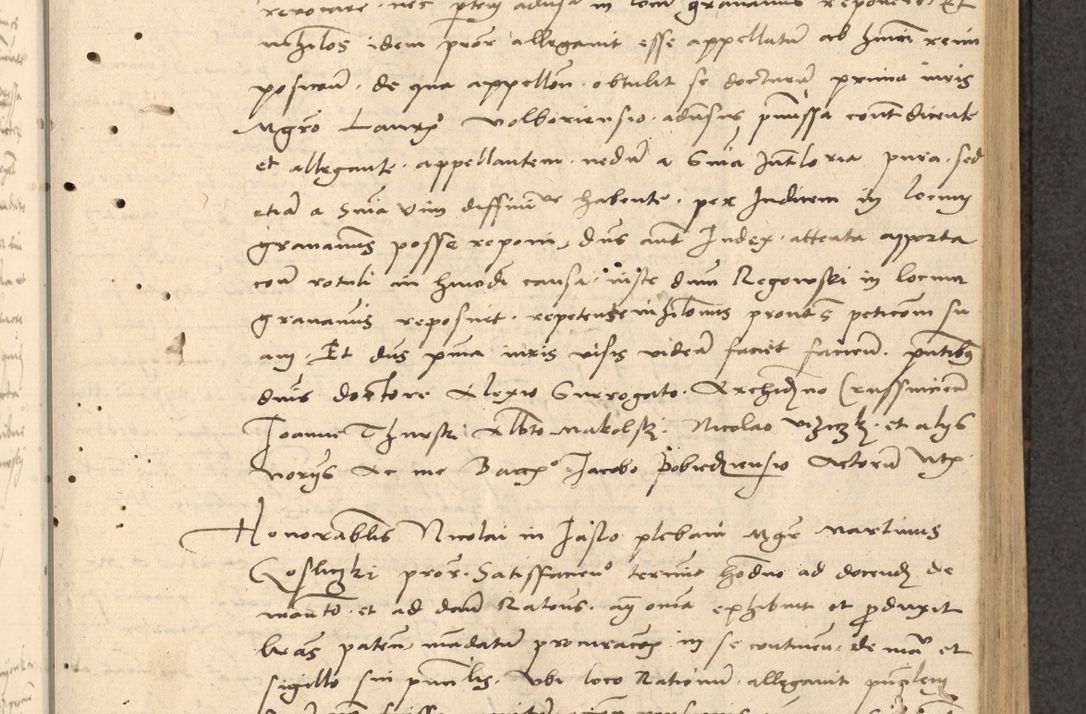 Zdjęcie nr 120 dla obiektu archiwalnego: Acta actorum causarum, sentenciarum et obligationum coram reverendo patre domino Thoma Roznowski canonico et reverendissimi in Christo patris et domini domini Patri Dei gratia Cracoviensis. Sabbato, 26 Octobris in ecclesiam suam solenniter recepti officialis generalis Cracoviensis dinita administratura, qua fungebatur post mortem reverendissimi olim felicis recordationis domini Joannis Choiecki episcopi Cracoviensis et Regni Polonie cancelarii anno presenti currenti videlicet 1538, die 11 Marcii Piotrcovie in comiciis celebratis circiter 23 horam defuncti sepulto corpore nona eiusdemque obsequiis X respective Aprilis peractis electo sub indictione XI, pontificatu vero sanctissimi in Christo patris et domini nostri domini Pauli divina providencia pape tercii foeliciter moderni, anno quarto, incepta felicibus auspiciis continuantur ordine processu infrascripto