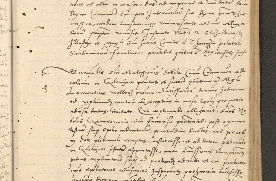 Zdjęcie nr 116 dla obiektu archiwalnego: Acta actorum causarum, sentenciarum et obligationum coram reverendo patre domino Thoma Roznowski canonico et reverendissimi in Christo patris et domini domini Patri Dei gratia Cracoviensis. Sabbato, 26 Octobris in ecclesiam suam solenniter recepti officialis generalis Cracoviensis dinita administratura, qua fungebatur post mortem reverendissimi olim felicis recordationis domini Joannis Choiecki episcopi Cracoviensis et Regni Polonie cancelarii anno presenti currenti videlicet 1538, die 11 Marcii Piotrcovie in comiciis celebratis circiter 23 horam defuncti sepulto corpore nona eiusdemque obsequiis X respective Aprilis peractis electo sub indictione XI, pontificatu vero sanctissimi in Christo patris et domini nostri domini Pauli divina providencia pape tercii foeliciter moderni, anno quarto, incepta felicibus auspiciis continuantur ordine processu infrascripto