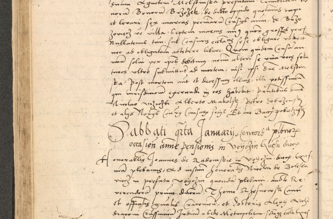 Zdjęcie nr 111 dla obiektu archiwalnego: Acta actorum causarum, sentenciarum et obligationum coram reverendo patre domino Thoma Roznowski canonico et reverendissimi in Christo patris et domini domini Patri Dei gratia Cracoviensis. Sabbato, 26 Octobris in ecclesiam suam solenniter recepti officialis generalis Cracoviensis dinita administratura, qua fungebatur post mortem reverendissimi olim felicis recordationis domini Joannis Choiecki episcopi Cracoviensis et Regni Polonie cancelarii anno presenti currenti videlicet 1538, die 11 Marcii Piotrcovie in comiciis celebratis circiter 23 horam defuncti sepulto corpore nona eiusdemque obsequiis X respective Aprilis peractis electo sub indictione XI, pontificatu vero sanctissimi in Christo patris et domini nostri domini Pauli divina providencia pape tercii foeliciter moderni, anno quarto, incepta felicibus auspiciis continuantur ordine processu infrascripto