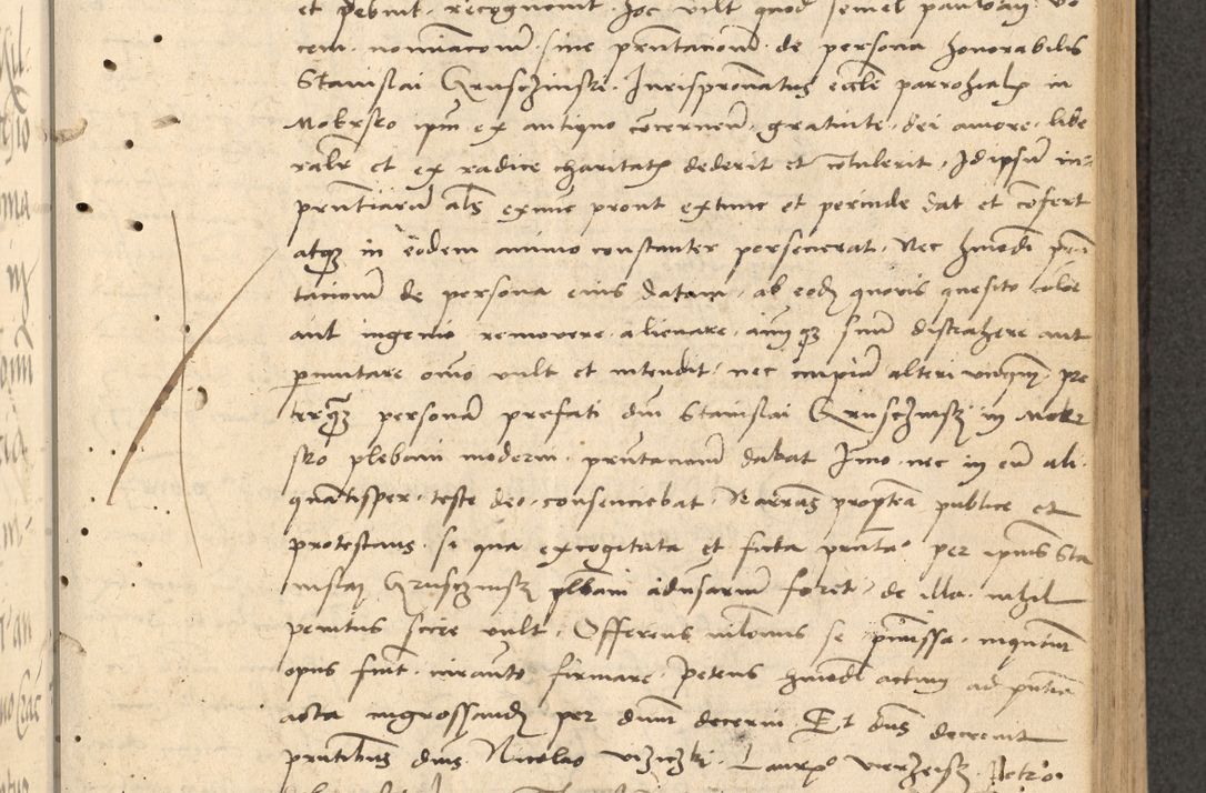 Zdjęcie nr 110 dla obiektu archiwalnego: Acta actorum causarum, sentenciarum et obligationum coram reverendo patre domino Thoma Roznowski canonico et reverendissimi in Christo patris et domini domini Patri Dei gratia Cracoviensis. Sabbato, 26 Octobris in ecclesiam suam solenniter recepti officialis generalis Cracoviensis dinita administratura, qua fungebatur post mortem reverendissimi olim felicis recordationis domini Joannis Choiecki episcopi Cracoviensis et Regni Polonie cancelarii anno presenti currenti videlicet 1538, die 11 Marcii Piotrcovie in comiciis celebratis circiter 23 horam defuncti sepulto corpore nona eiusdemque obsequiis X respective Aprilis peractis electo sub indictione XI, pontificatu vero sanctissimi in Christo patris et domini nostri domini Pauli divina providencia pape tercii foeliciter moderni, anno quarto, incepta felicibus auspiciis continuantur ordine processu infrascripto