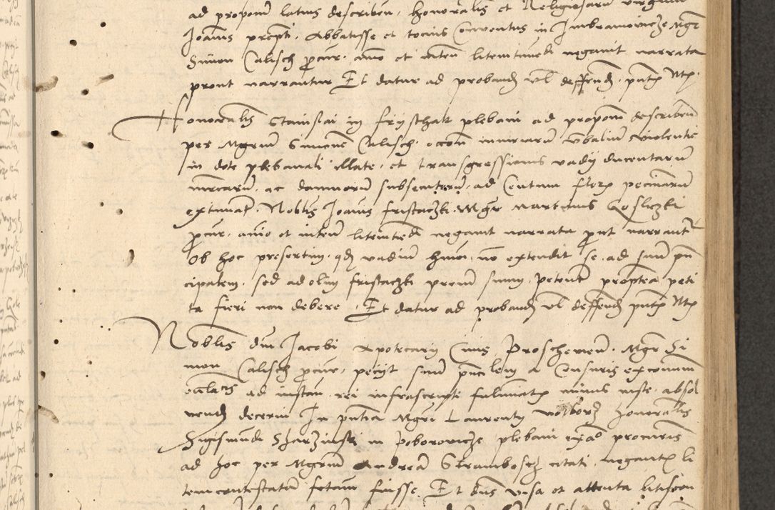 Zdjęcie nr 104 dla obiektu archiwalnego: Acta actorum causarum, sentenciarum et obligationum coram reverendo patre domino Thoma Roznowski canonico et reverendissimi in Christo patris et domini domini Patri Dei gratia Cracoviensis. Sabbato, 26 Octobris in ecclesiam suam solenniter recepti officialis generalis Cracoviensis dinita administratura, qua fungebatur post mortem reverendissimi olim felicis recordationis domini Joannis Choiecki episcopi Cracoviensis et Regni Polonie cancelarii anno presenti currenti videlicet 1538, die 11 Marcii Piotrcovie in comiciis celebratis circiter 23 horam defuncti sepulto corpore nona eiusdemque obsequiis X respective Aprilis peractis electo sub indictione XI, pontificatu vero sanctissimi in Christo patris et domini nostri domini Pauli divina providencia pape tercii foeliciter moderni, anno quarto, incepta felicibus auspiciis continuantur ordine processu infrascripto