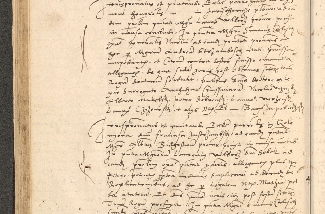Zdjęcie nr 103 dla obiektu archiwalnego: Acta actorum causarum, sentenciarum et obligationum coram reverendo patre domino Thoma Roznowski canonico et reverendissimi in Christo patris et domini domini Patri Dei gratia Cracoviensis. Sabbato, 26 Octobris in ecclesiam suam solenniter recepti officialis generalis Cracoviensis dinita administratura, qua fungebatur post mortem reverendissimi olim felicis recordationis domini Joannis Choiecki episcopi Cracoviensis et Regni Polonie cancelarii anno presenti currenti videlicet 1538, die 11 Marcii Piotrcovie in comiciis celebratis circiter 23 horam defuncti sepulto corpore nona eiusdemque obsequiis X respective Aprilis peractis electo sub indictione XI, pontificatu vero sanctissimi in Christo patris et domini nostri domini Pauli divina providencia pape tercii foeliciter moderni, anno quarto, incepta felicibus auspiciis continuantur ordine processu infrascripto