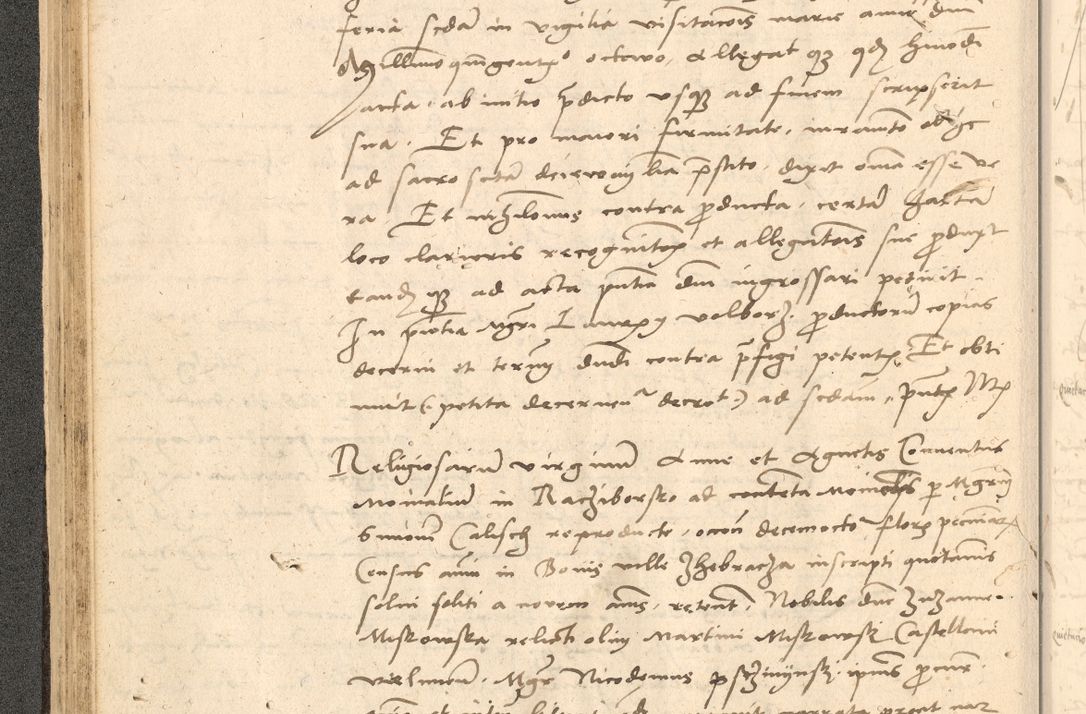 Zdjęcie nr 87 dla obiektu archiwalnego: Acta actorum causarum, sentenciarum et obligationum coram reverendo patre domino Thoma Roznowski canonico et reverendissimi in Christo patris et domini domini Patri Dei gratia Cracoviensis. Sabbato, 26 Octobris in ecclesiam suam solenniter recepti officialis generalis Cracoviensis dinita administratura, qua fungebatur post mortem reverendissimi olim felicis recordationis domini Joannis Choiecki episcopi Cracoviensis et Regni Polonie cancelarii anno presenti currenti videlicet 1538, die 11 Marcii Piotrcovie in comiciis celebratis circiter 23 horam defuncti sepulto corpore nona eiusdemque obsequiis X respective Aprilis peractis electo sub indictione XI, pontificatu vero sanctissimi in Christo patris et domini nostri domini Pauli divina providencia pape tercii foeliciter moderni, anno quarto, incepta felicibus auspiciis continuantur ordine processu infrascripto