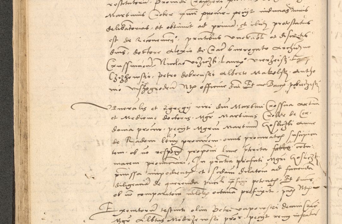 Zdjęcie nr 85 dla obiektu archiwalnego: Acta actorum causarum, sentenciarum et obligationum coram reverendo patre domino Thoma Roznowski canonico et reverendissimi in Christo patris et domini domini Patri Dei gratia Cracoviensis. Sabbato, 26 Octobris in ecclesiam suam solenniter recepti officialis generalis Cracoviensis dinita administratura, qua fungebatur post mortem reverendissimi olim felicis recordationis domini Joannis Choiecki episcopi Cracoviensis et Regni Polonie cancelarii anno presenti currenti videlicet 1538, die 11 Marcii Piotrcovie in comiciis celebratis circiter 23 horam defuncti sepulto corpore nona eiusdemque obsequiis X respective Aprilis peractis electo sub indictione XI, pontificatu vero sanctissimi in Christo patris et domini nostri domini Pauli divina providencia pape tercii foeliciter moderni, anno quarto, incepta felicibus auspiciis continuantur ordine processu infrascripto